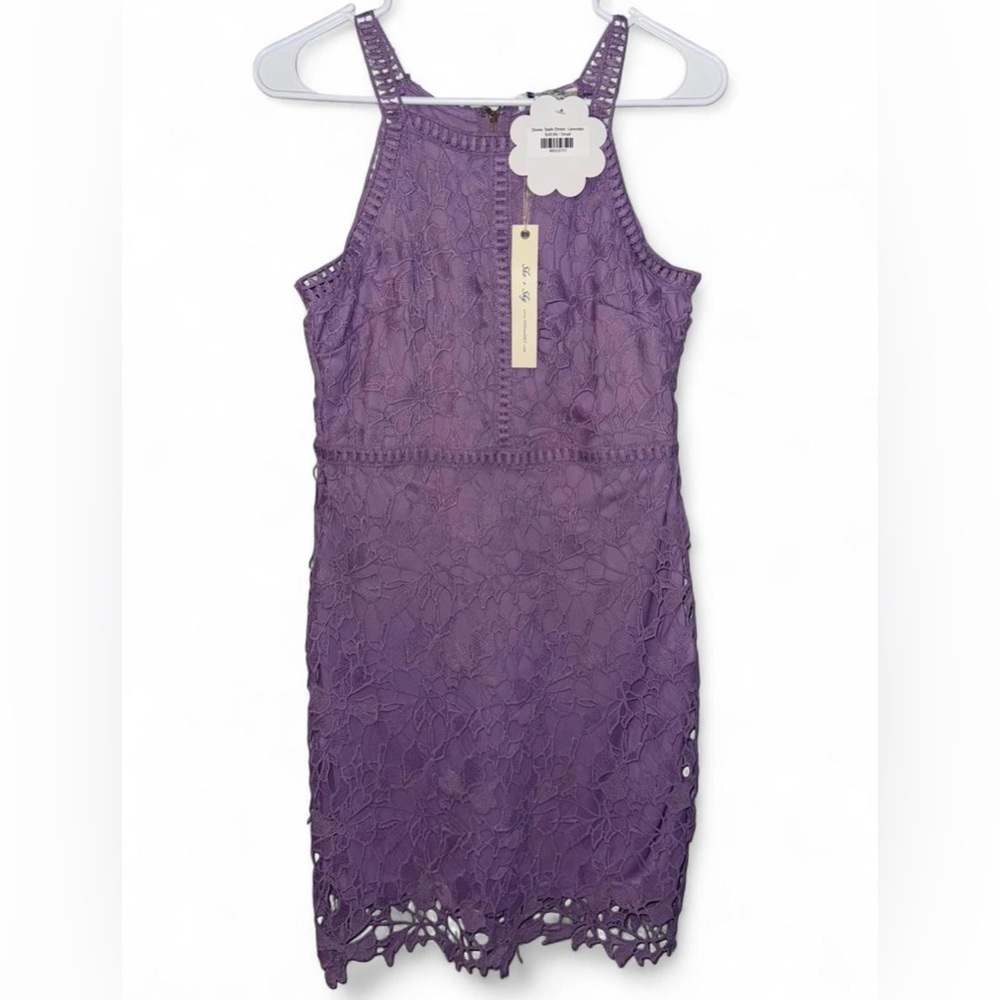 She + Sky Lavender Lace Dress